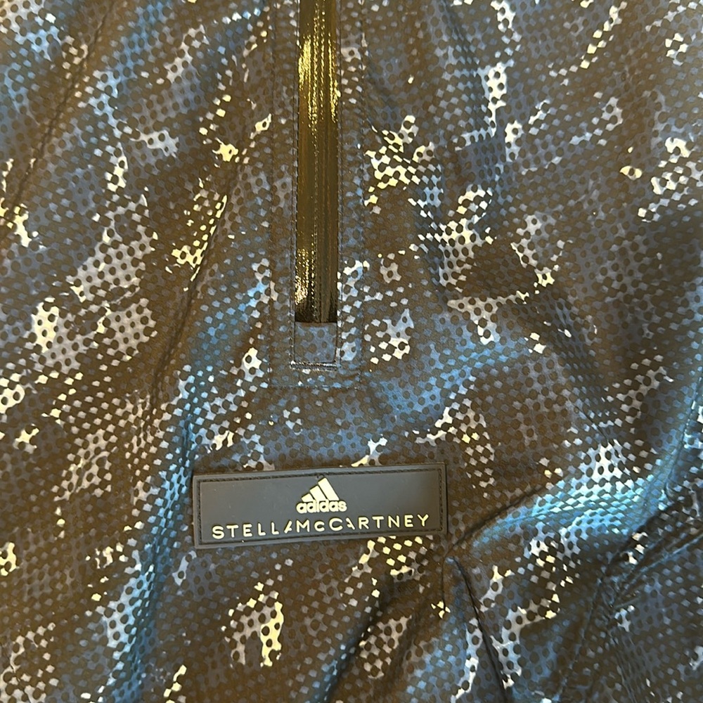 Adidas by Stella McCartney quarter zip, nylon, dark, blue windbreaker tunic.